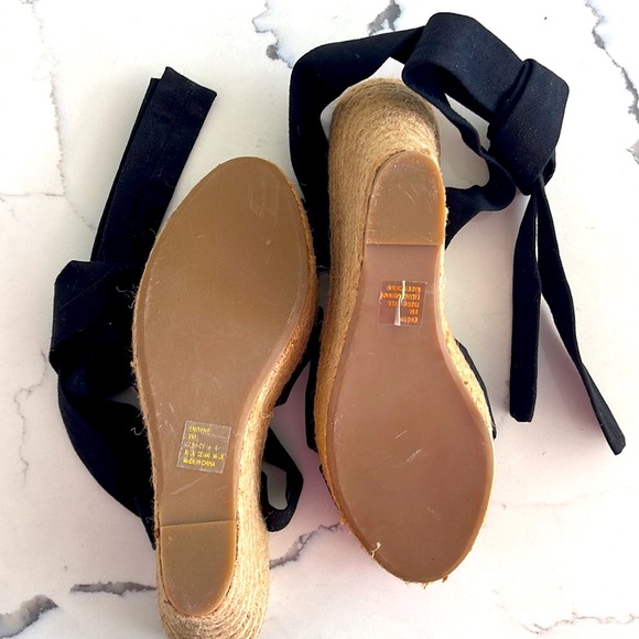 NWOT Steve Madden Black Open Toe Ankle Tie Wrap Espadrilles Wedge Sandals-9 - Picture 5 of 8